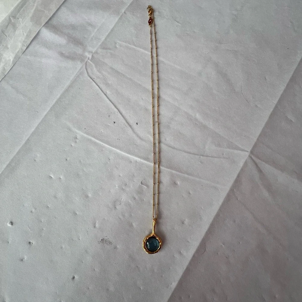 Pamela Love Gold Necklace with Light Blue Gem - Picture 5 of 6